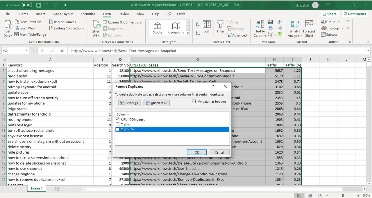 Cómo eliminar duplicados en Excel 2