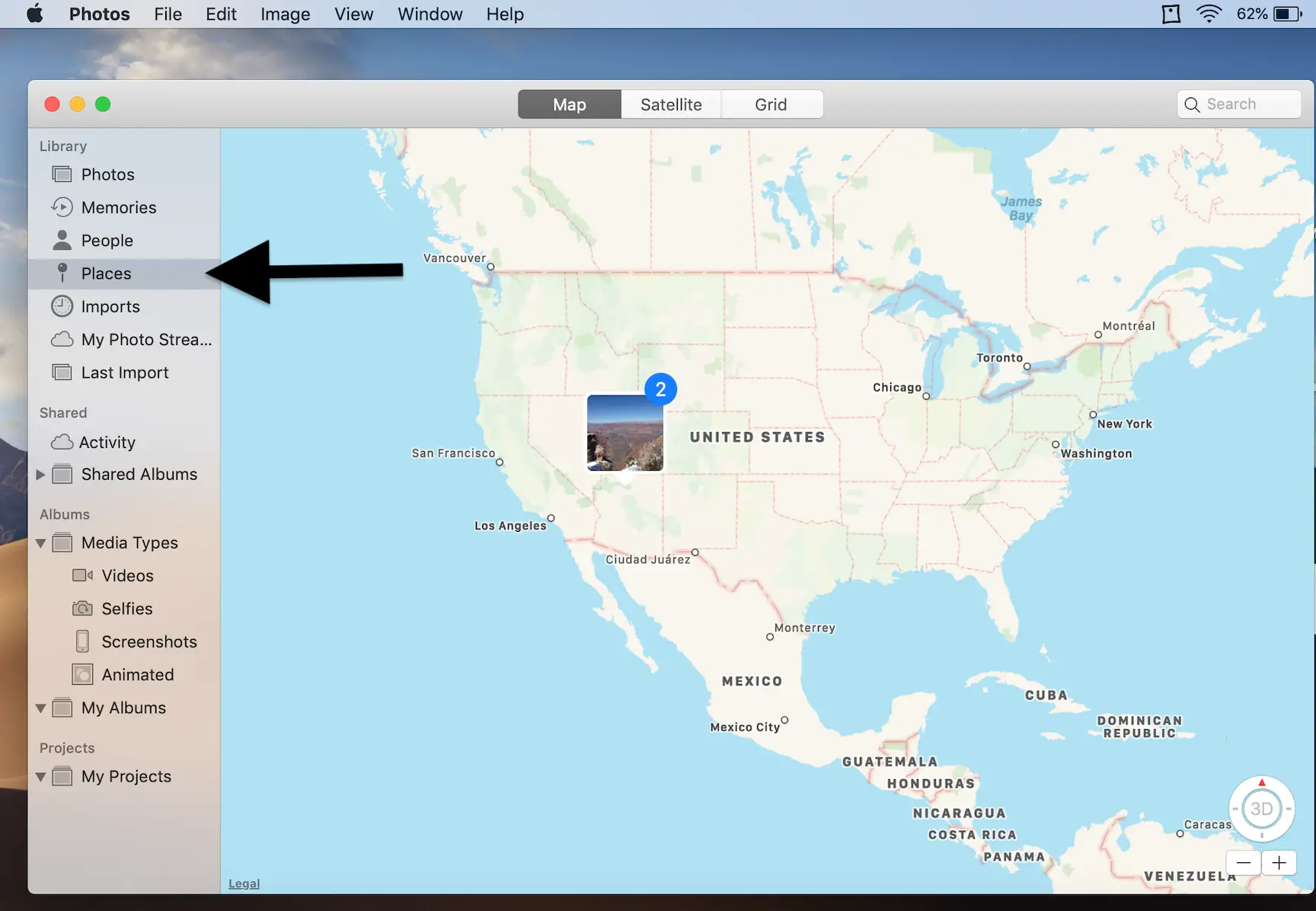 Cómo ver fotos por ubicación en Fotos en Mac 1