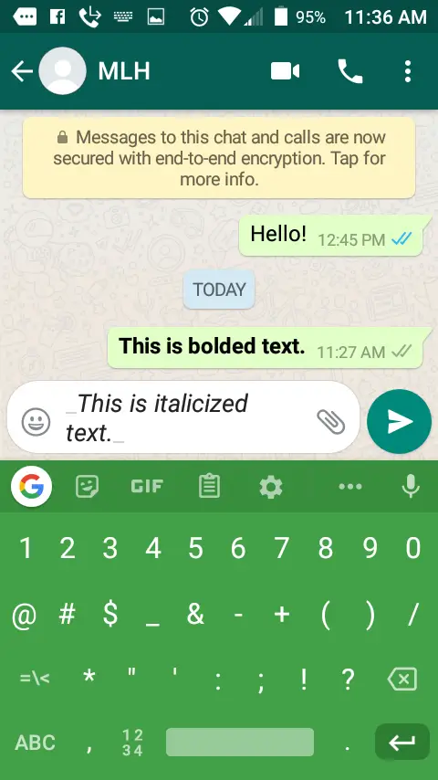 Cómo poner en negrita, cursiva o subrayar un texto en WhatsApp 4