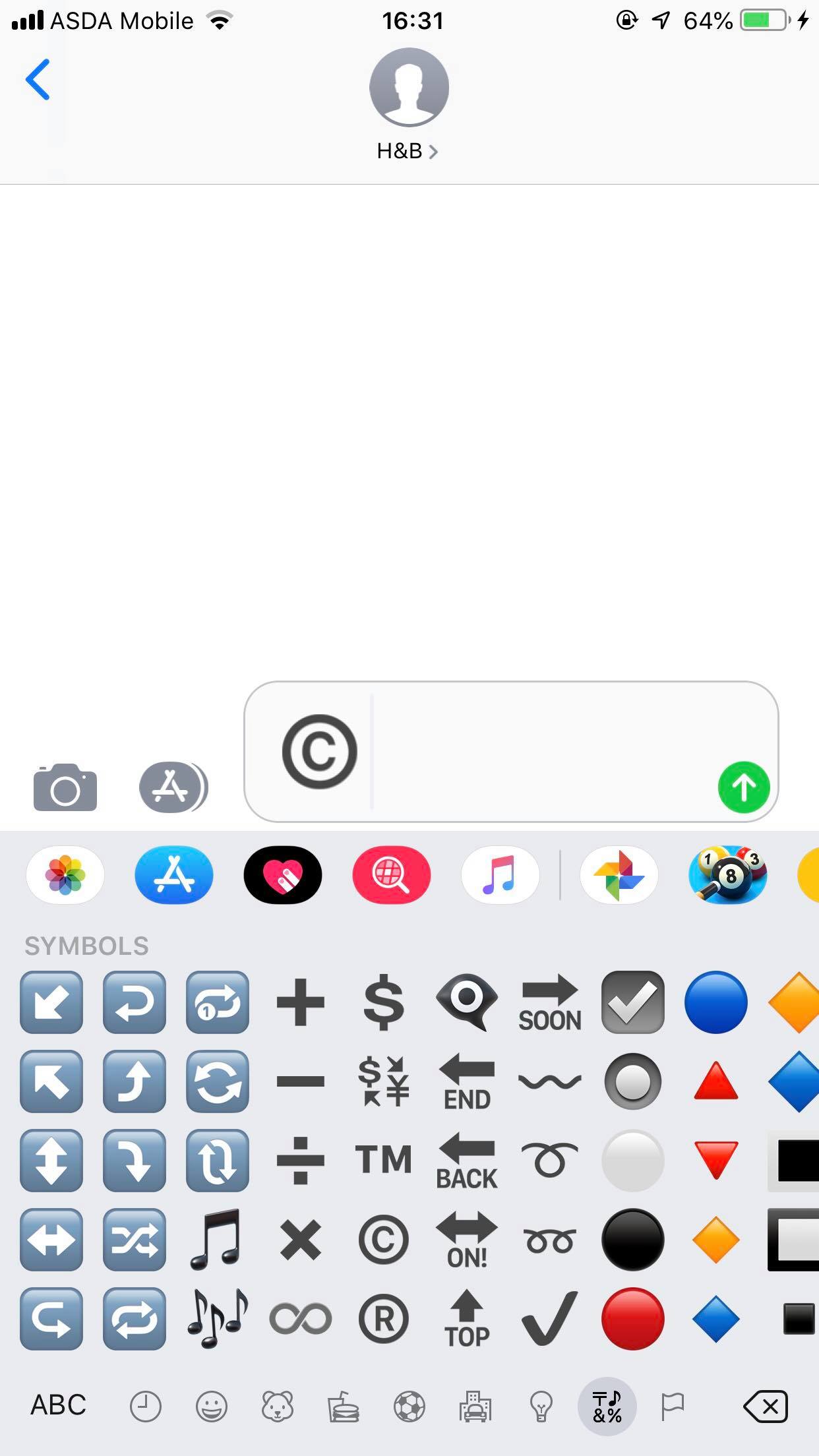 Cómo escribir símbolos de marcas y derechos de autor iPhone 3
