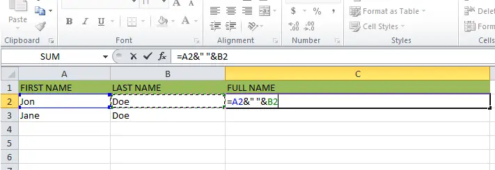 Cómo combinar el texto y los números en Excel 4