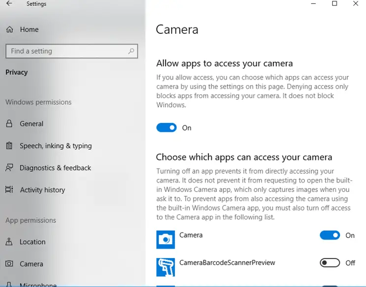 Cómo arreglar "No podemos encontrar tu cámara" 0xA00F4244 en Windows 10 2