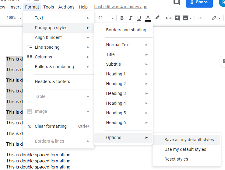 Cómo duplicar el espacio en Google Docs 5