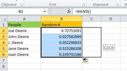 Cómo seleccionar nombres al azar de la lista en Excel 4