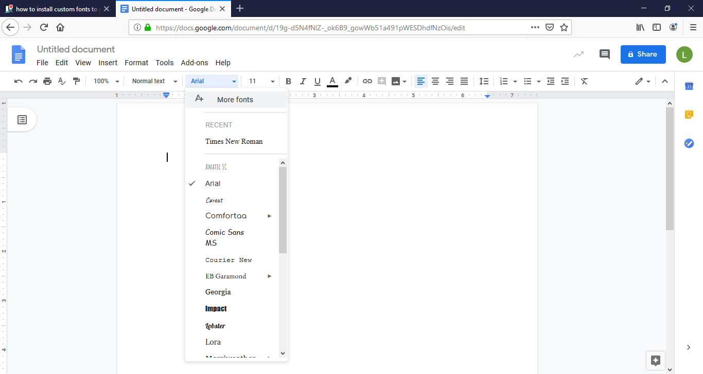 Cómo instalar fuentes personalizadas en Google Docs 2