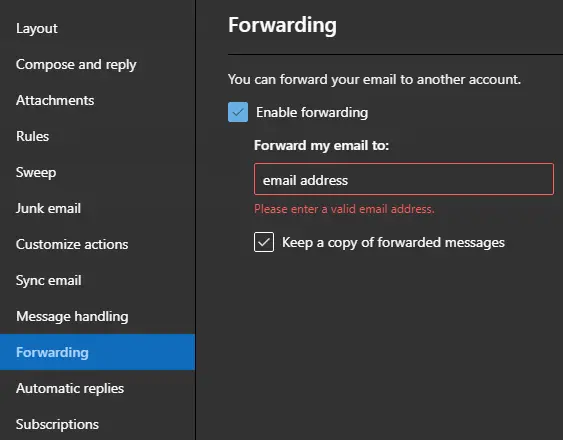 Cómo reenviar el correo de Outlook a otra dirección de correo electrónico 3