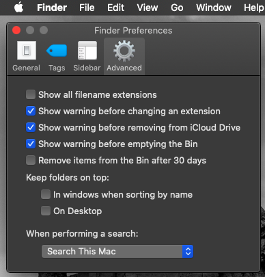 Cómo mostrar u ocultar las extensiones de los nombres de archivo en Mac 2