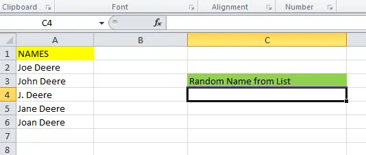 Cómo seleccionar nombres al azar de la lista en Excel 7