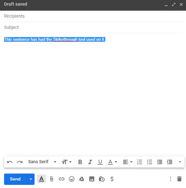 Cómo tachar texto en Gmail 2