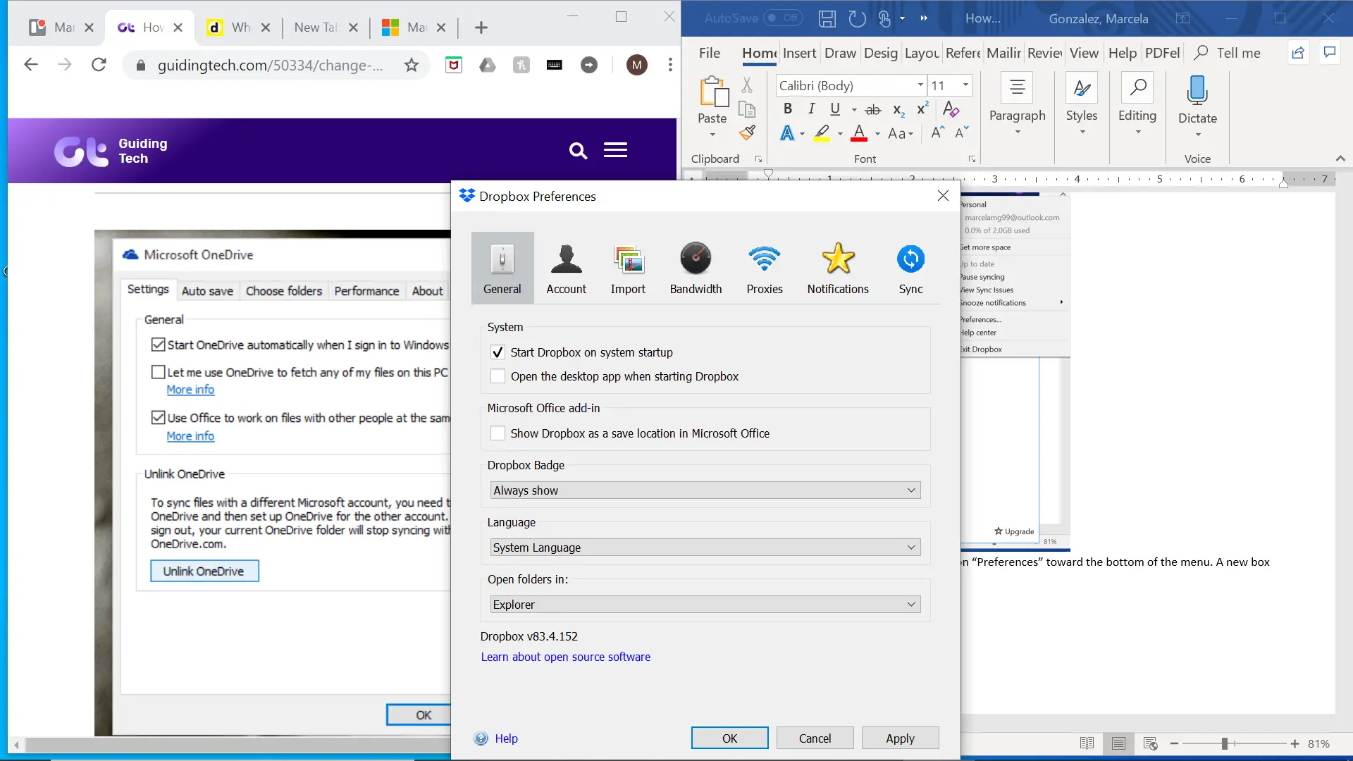 Cómo cambiar la cuenta de OneDrive en Windows 10 4