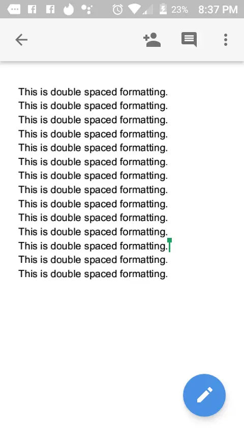 Cómo duplicar el espacio en Google Docs 2