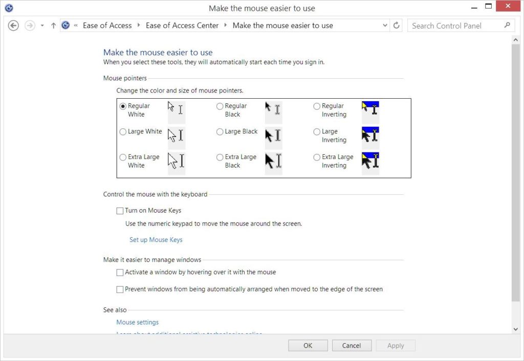 Cómo cambiar el color del puntero del ratón en Windows 10 7