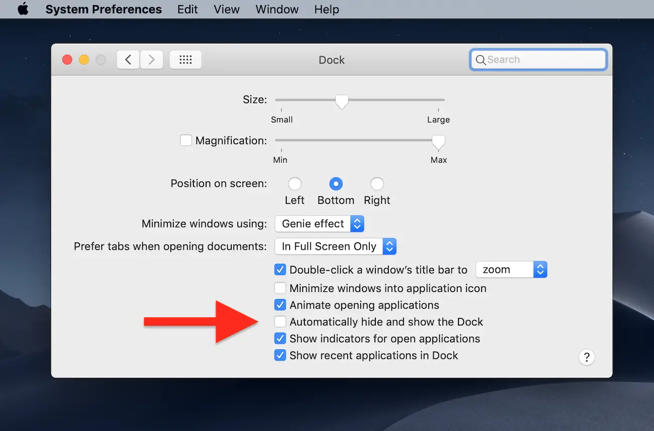 Cómo ocultar el muelle en Mac 2