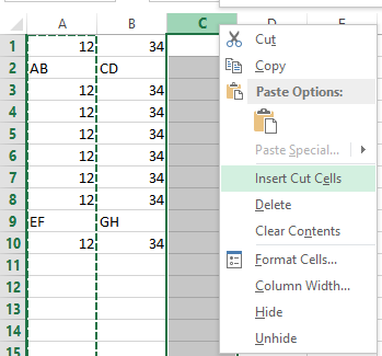 Cómo intercambiar columnas, filas y celdas en Excel 3