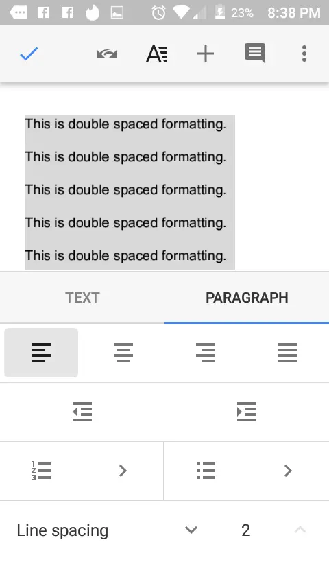 Cómo duplicar el espacio en Google Docs 3
