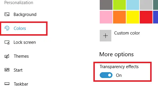 Cómo cambiar la transparencia de la barra de tareas en Windows 10 2
