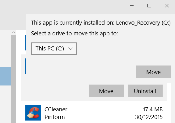 Cómo mover aplicaciones de Windows 10 a otra unidad 2