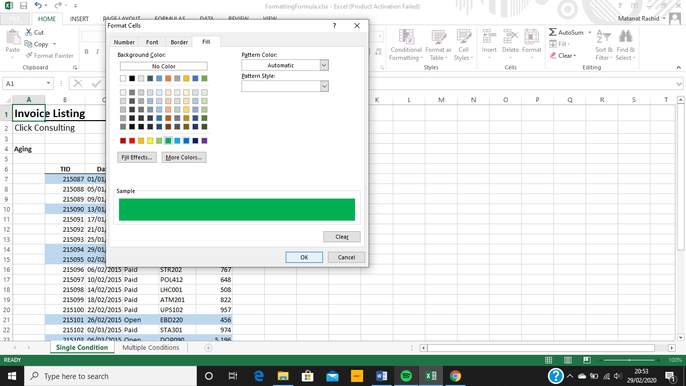 Cómo cambiar el color de la celda basado en el valor de otra celda Excel 3
