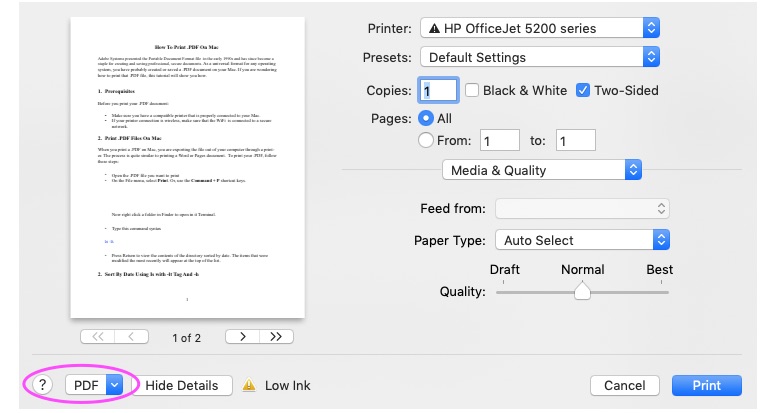 Cómo imprimir PDFs en Mac 1