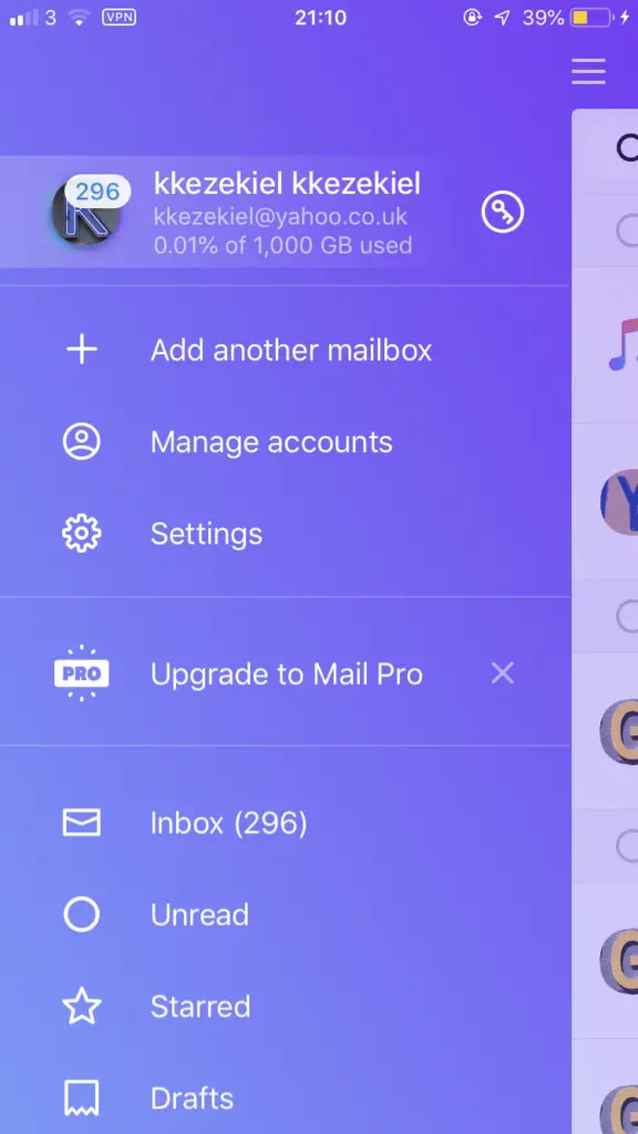 Cómo salir de la aplicación de Yahoo Mail en el iPhone 2