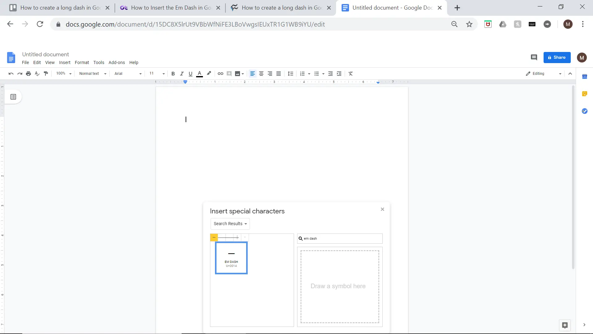 Cómo crear un guión largo en Google Docs 2