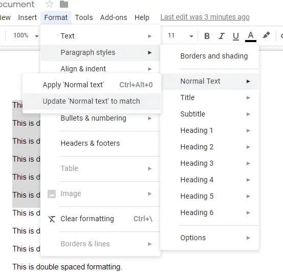 Cómo duplicar el espacio en Google Docs 4