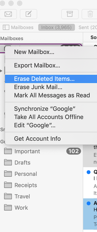 Cómo eliminar todos los correos electrónicos de Mail en el Mac 3