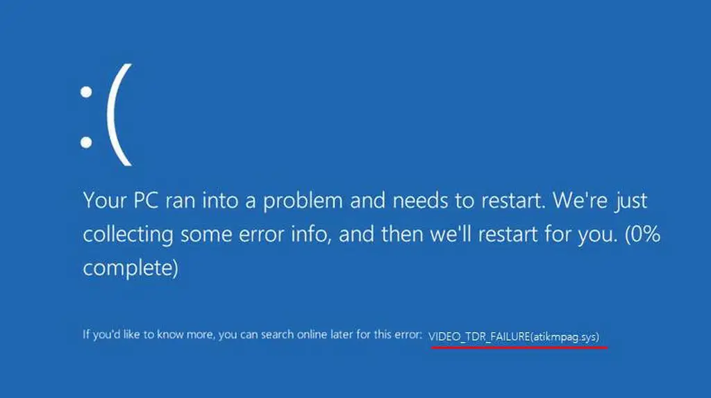 Arreglar el fallo del TDR de vídeo atikmpag.sys en Windows 10 20