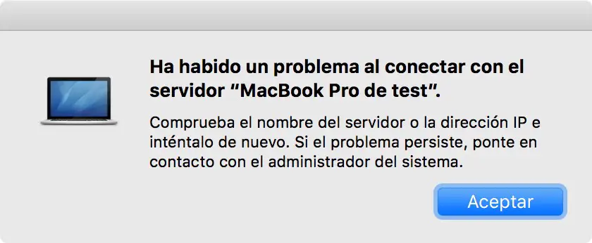 Arreglar "Hubo un problema de conexión al servidor" Mac 7