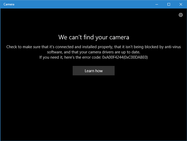 Cómo arreglar "No podemos encontrar tu cámara" 0xA00F4244 en Windows 10 34
