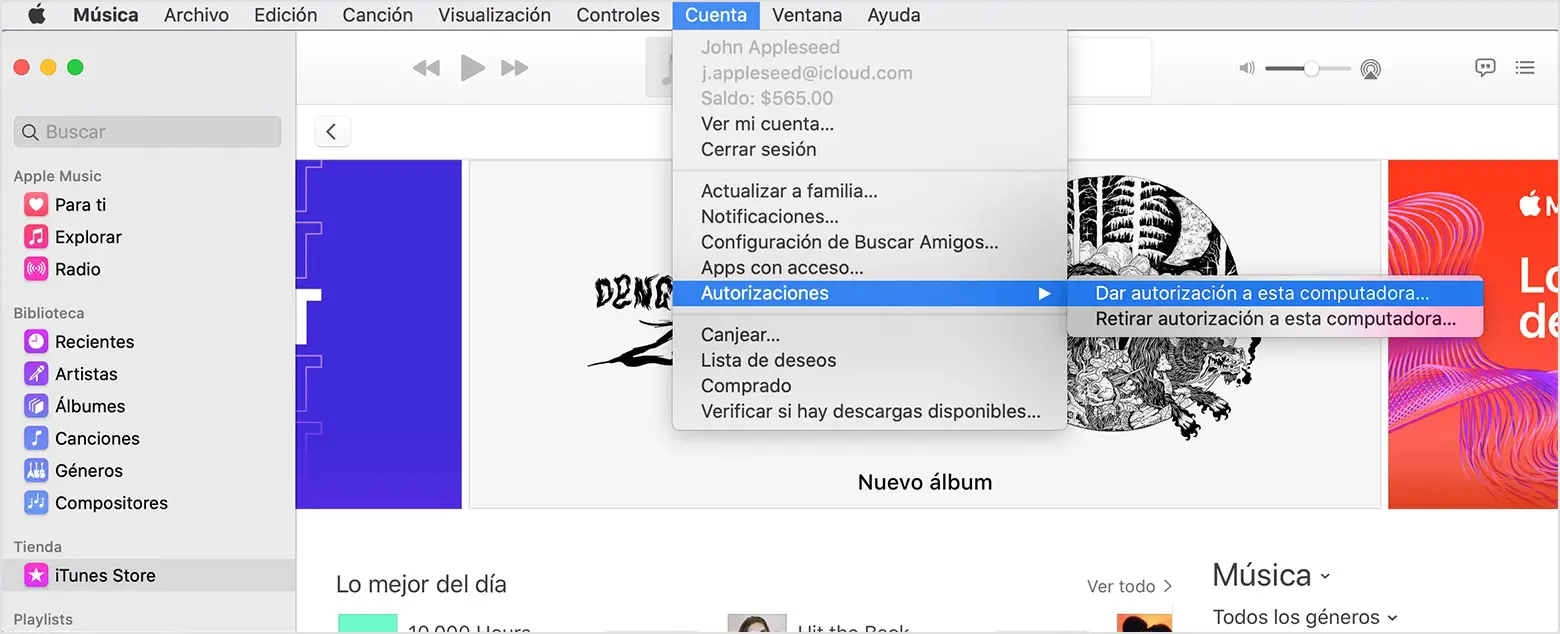 Cómo autorizar un ordenador en iTunes 18