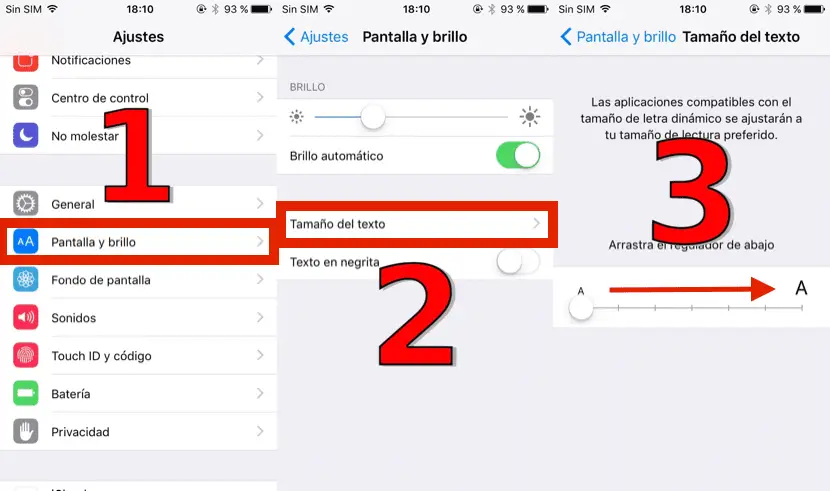 Cómo cambiar el tamaño de la letra en el iPhone ...