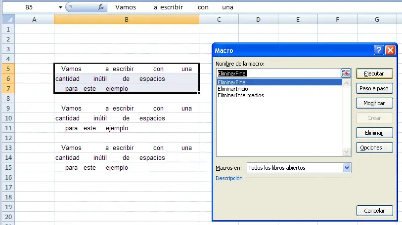 Cómo eliminar los espacios entre los números y las palabras en Excel 29