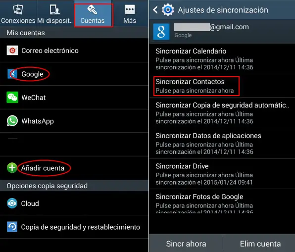 Cómo importar contactos de Google a Android 14