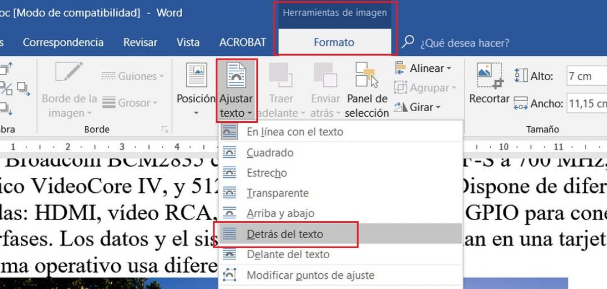 Cómo mover imágenes detrás de un texto en Word 20