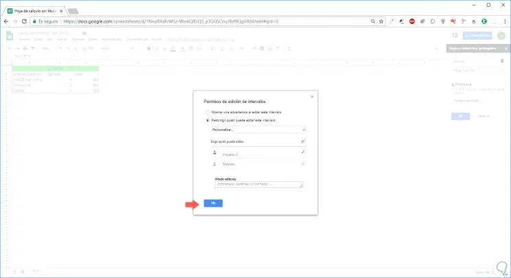 Cómo proteger las hojas y bloquear las celdas en Google Sheets 14