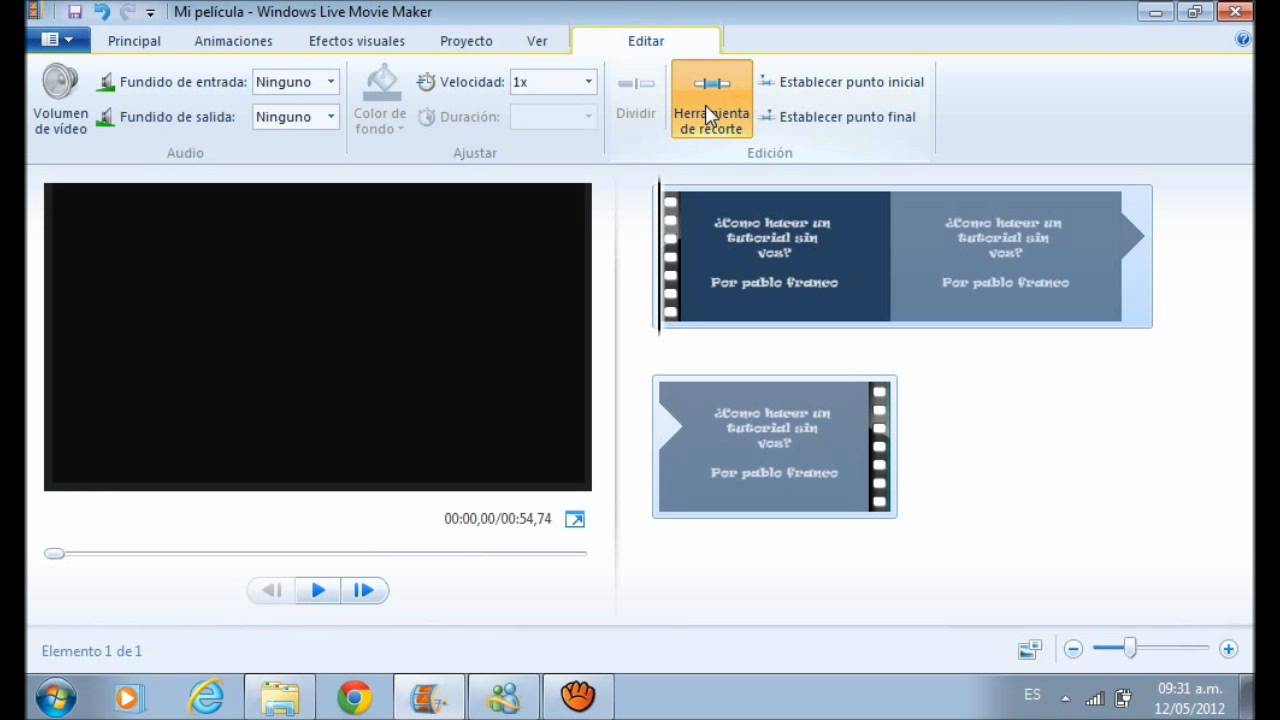 Cómo recortar y cortar Windows Movie Maker 30