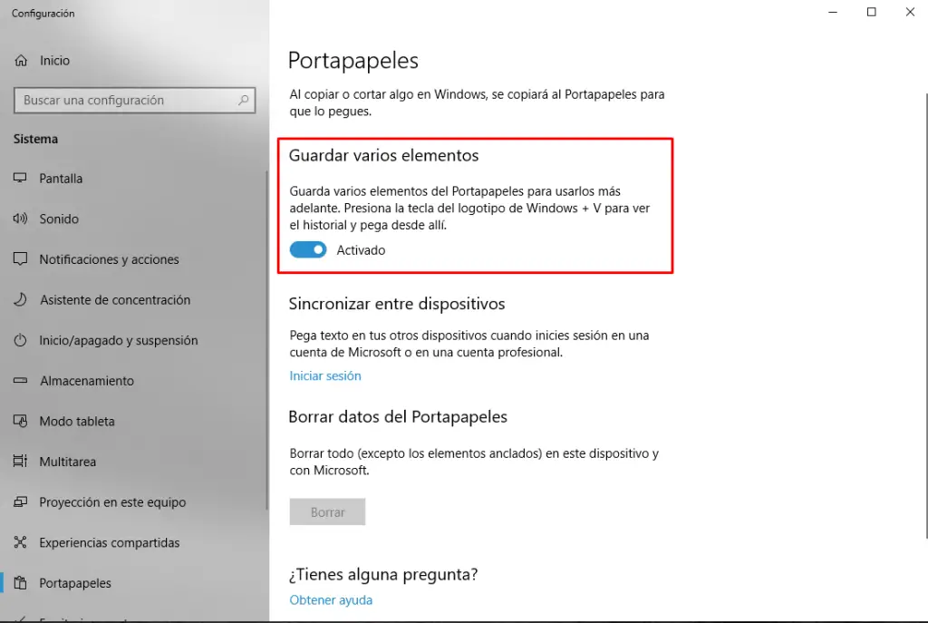 Cómo ver el historial del portapapeles en Windows 10 7