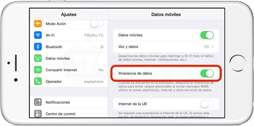 ¿Qué es la itinerancia de datos en el iPhone? 7