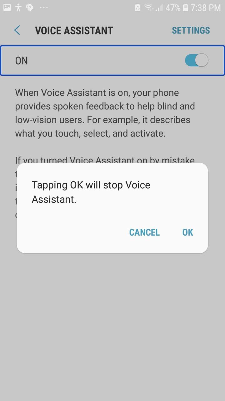Cómo apagar el asistente de voz en Samsung 7