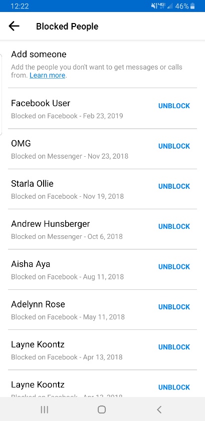 Cómo desbloquear a alguien en el Facebook Messenger 3