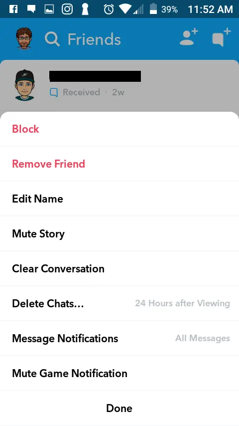Cómo borrar amigos en Snapchat 2