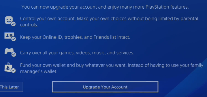 Cómo crear una subcuenta de PS4 y actualizarla a una cuenta principal 10