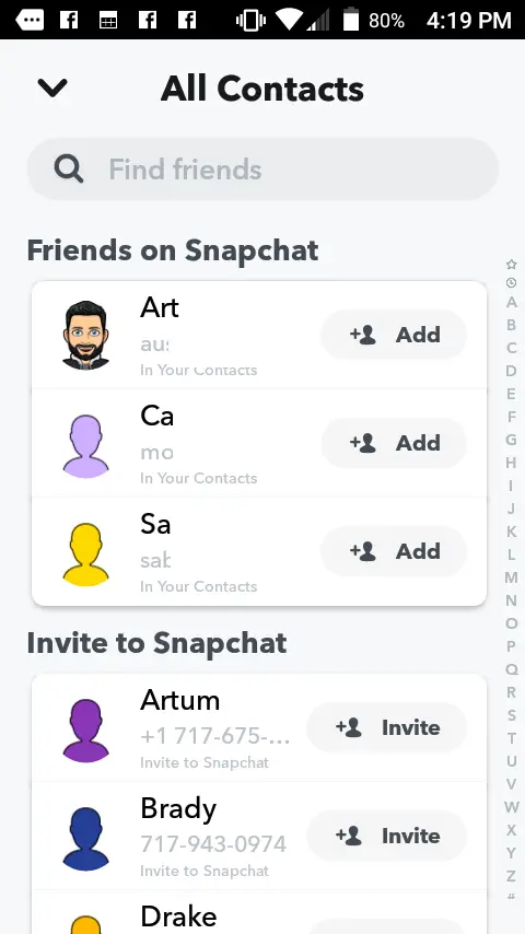 Cómo añadir a alguien en Snapchat 4