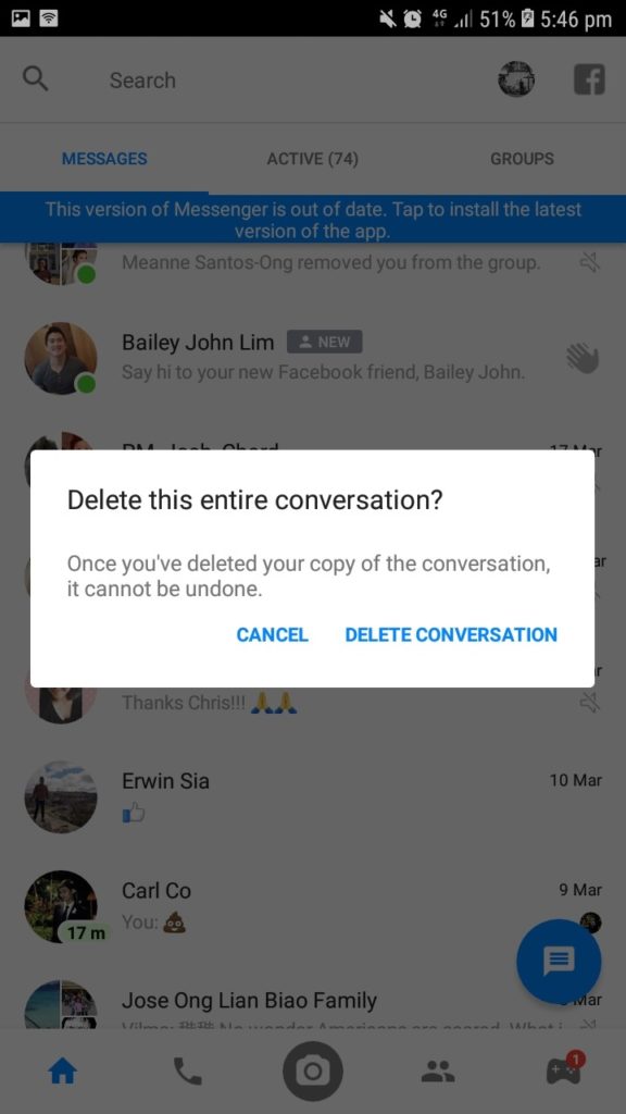 Cómo eliminar las fotos compartidas Facebook Messenger 4