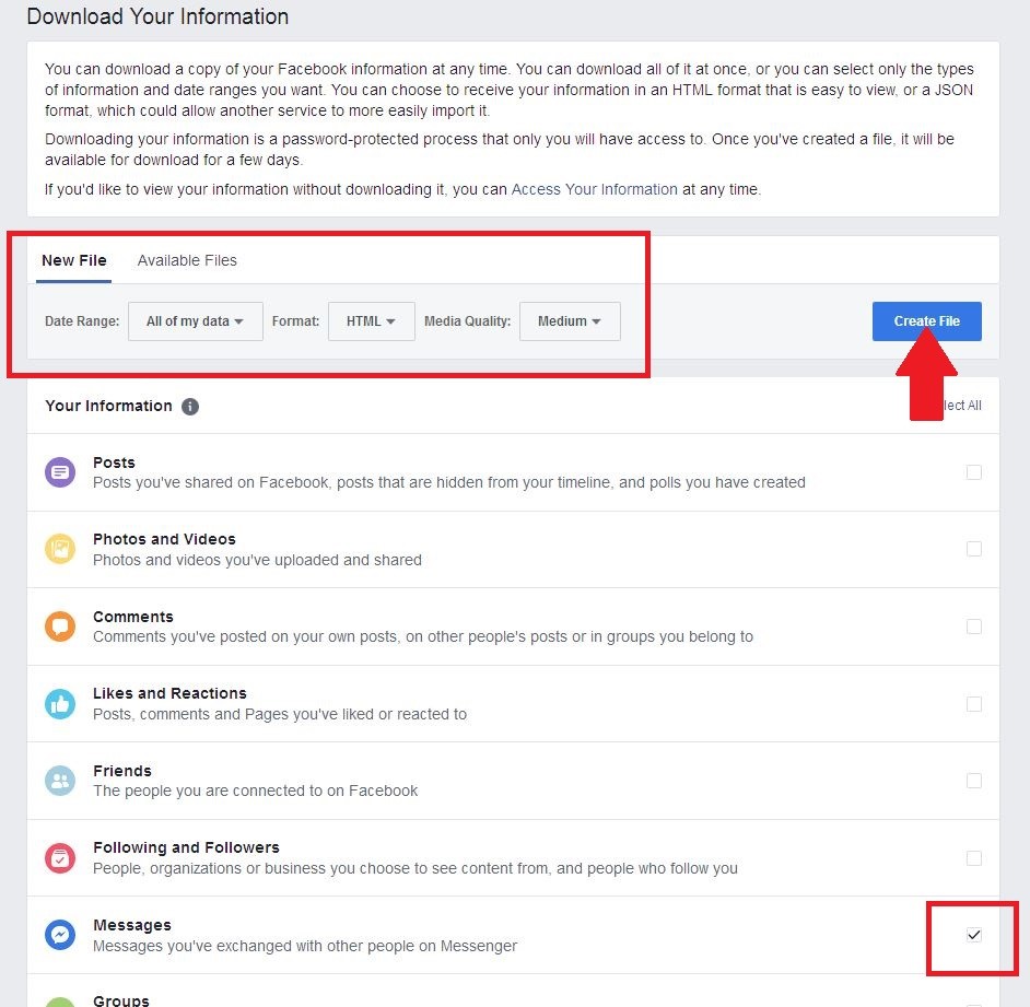 Cómo hacer una copia de seguridad de las conversaciones de Facebook Messenger 3