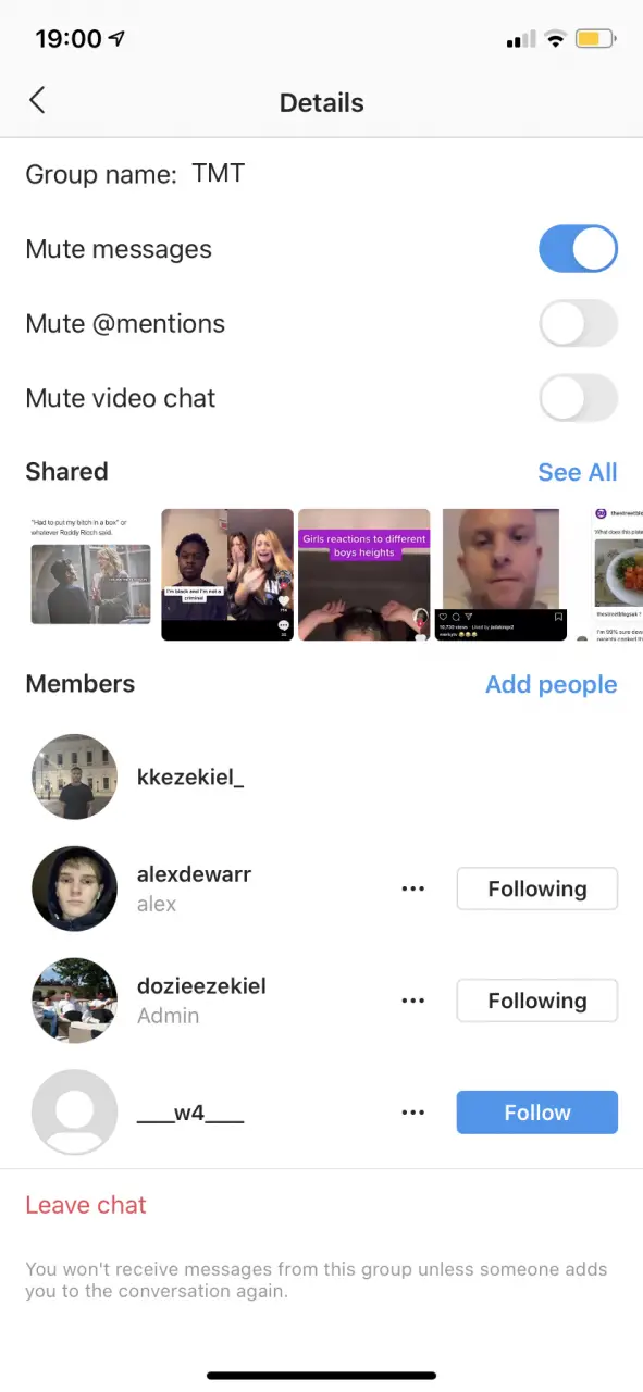 ¿Instagram notifica cuando deja un grupo? 2