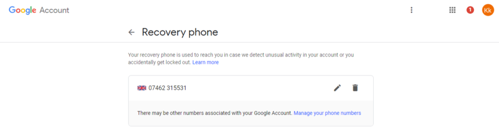 Cómo eliminar el número de teléfono de la cuenta de Google 3