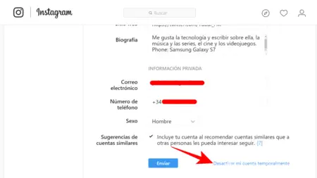 ¿Qué sucede cuando se inhabilita temporalmente el Instagram 1