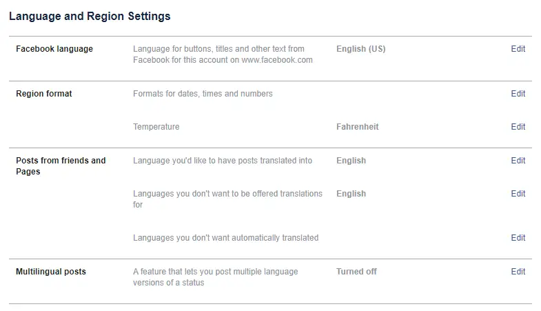 Cómo cambiar de idioma en Facebook 2
